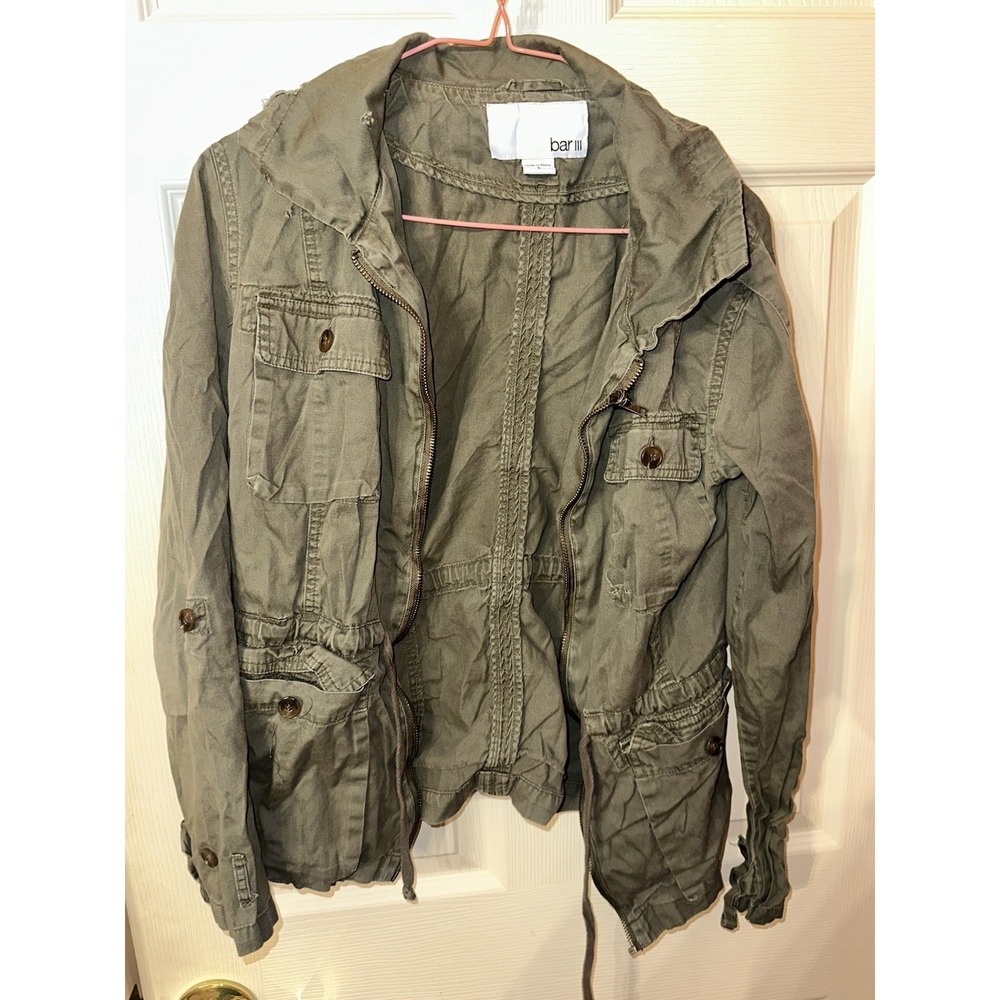 Bar III Women's Jacket Olive Green Size Small